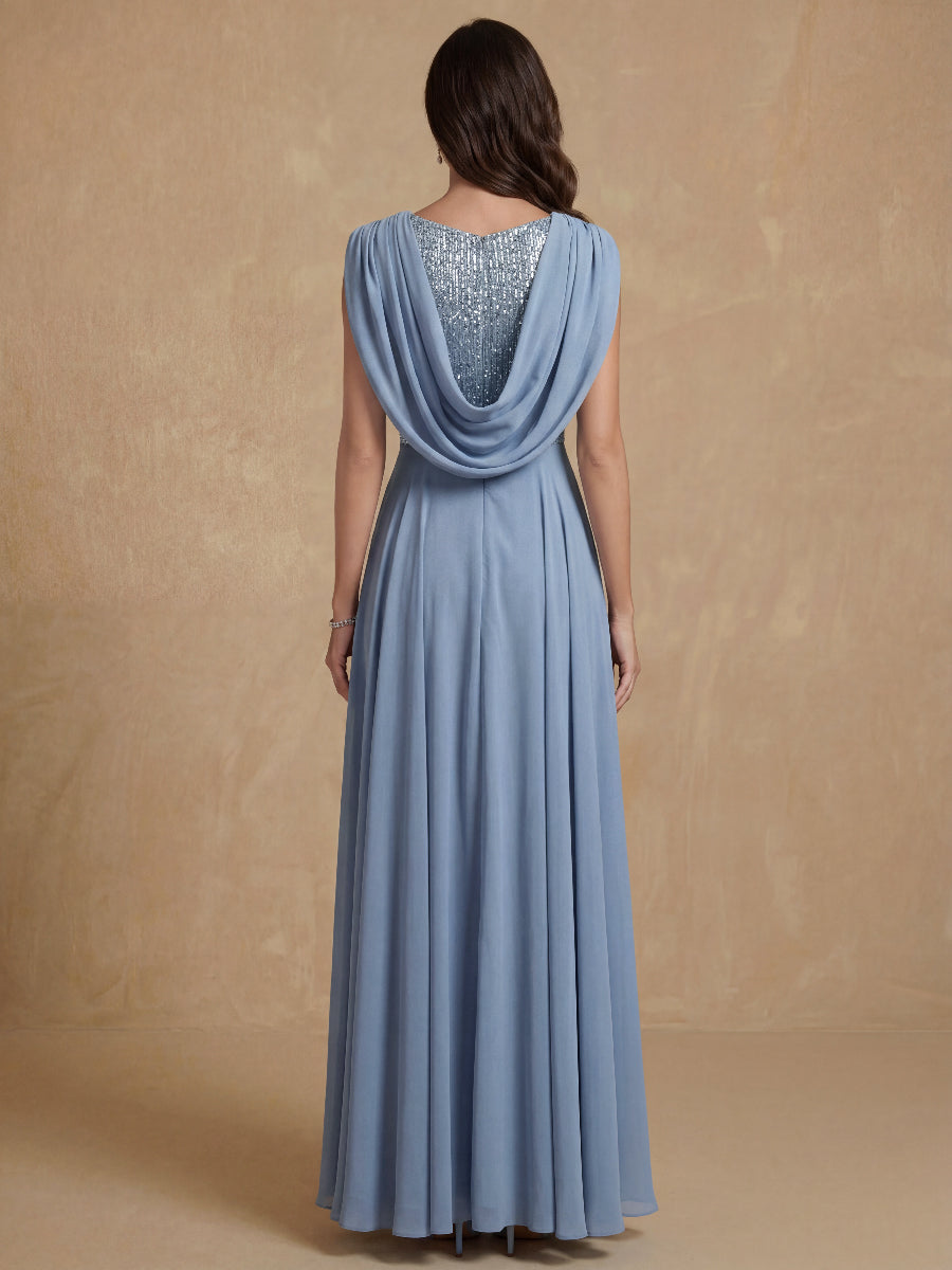 A-Line/Princess Boat Neck Sleeveless Mother of the Bride Dresses With Sequins