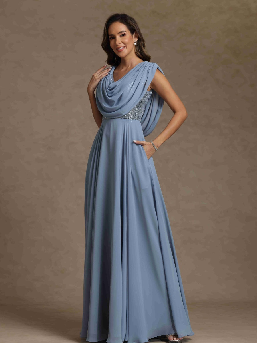 A-Line/Princess Boat Neck Sleeveless Mother of the Bride Dresses With Sequins