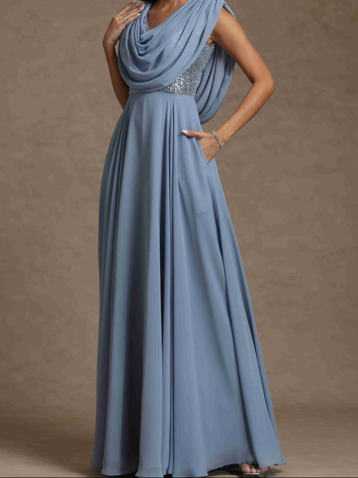 A-Line/Princess Boat Neck Sleeveless Mother of the Bride Dresses With Sequins
