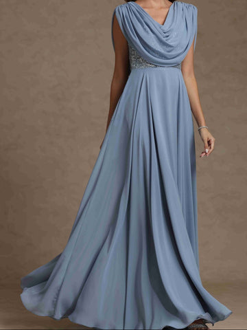A-Line/Princess Boat Neck Sleeveless Mother of the Bride Dresses With Sequins