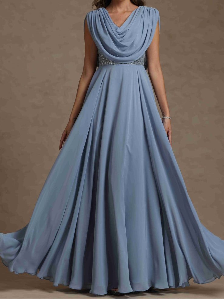 A-Line/Princess Boat Neck Sleeveless Mother of the Bride Dresses With Sequins