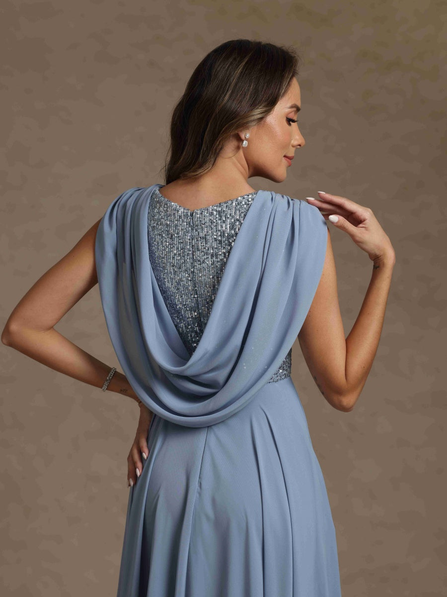 A-Line/Princess Boat Neck Sleeveless Mother of the Bride Dresses With Sequins