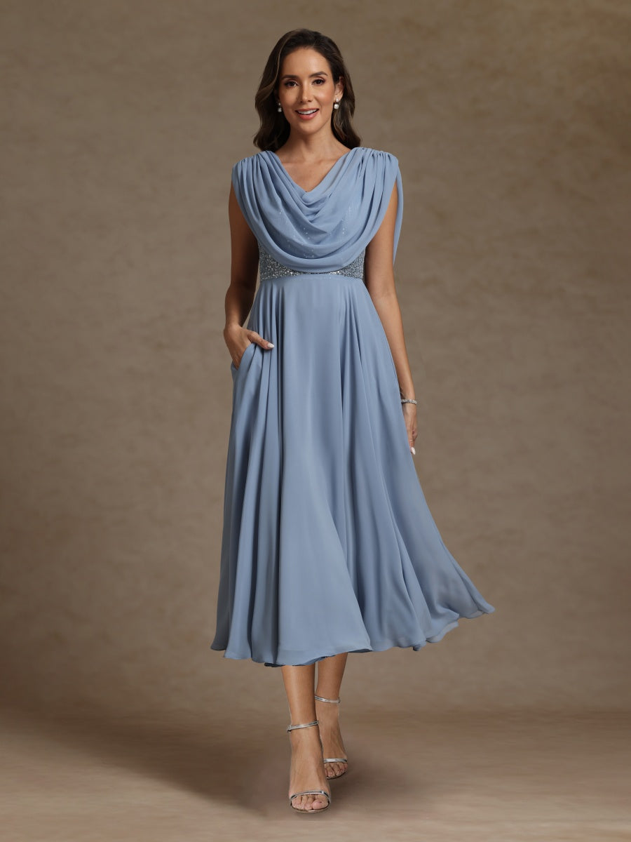 A-Line/Princess Boat Neck Sleeveless Mother of the Bride Dresses With Sequins