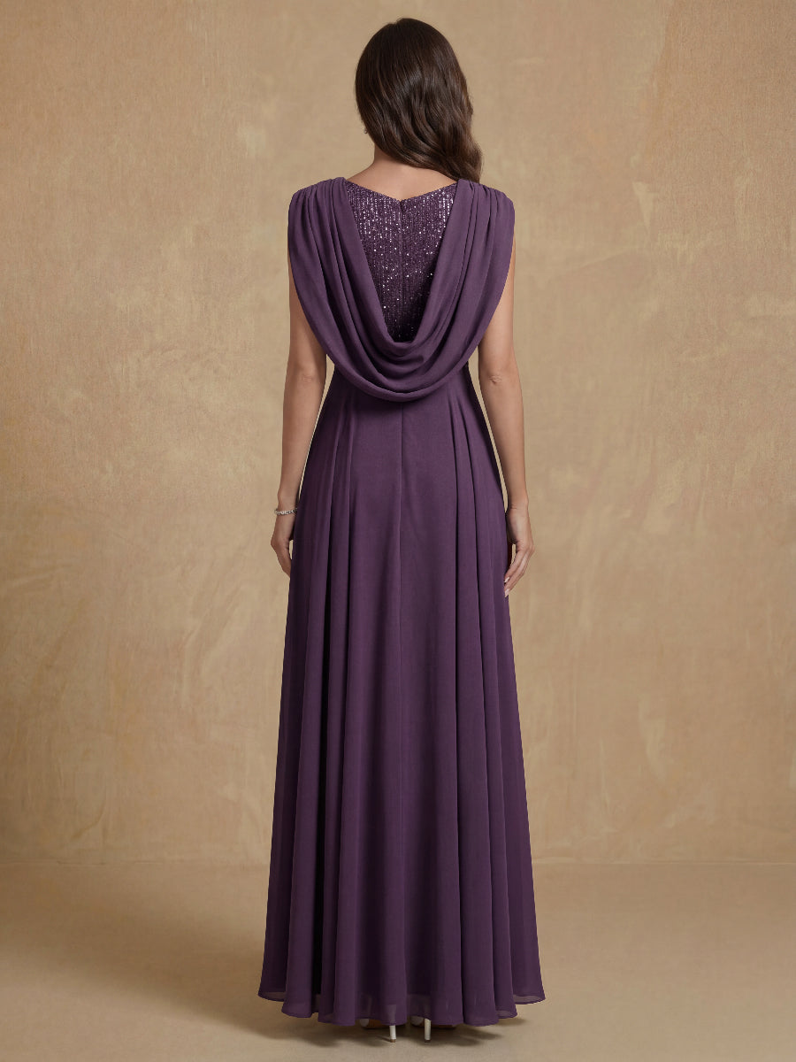 A-Line/Princess Boat Neck Sleeveless Mother of the Bride Dresses With Sequins