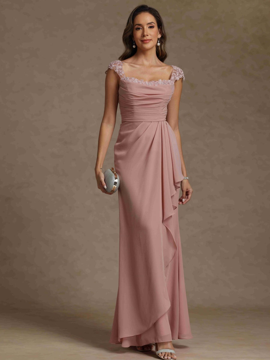 Sheath/Column Square Neck Sleeveless Mother of the Bride Dresses with Appliques