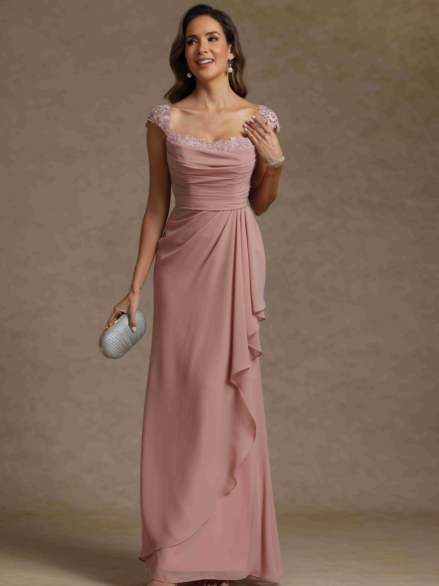 Sheath/Column Square Neck Sleeveless Mother of the Bride Dresses with Appliques