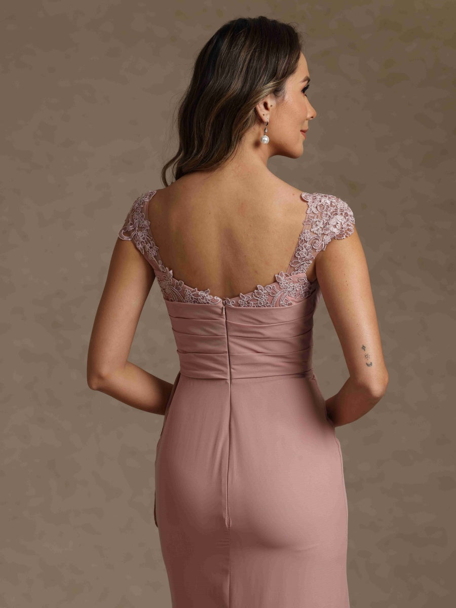 Sheath/Column Square Neck Sleeveless Mother of the Bride Dresses with Appliques