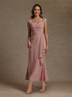 Sheath/Column Square Neck Sleeveless Mother of the Bride Dresses with Appliques
