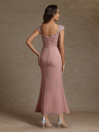 Sheath/Column Square Neck Sleeveless Mother of the Bride Dresses with Appliques