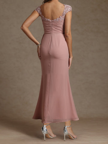 Sheath/Column Square Neck Sleeveless Mother of the Bride Dresses with Appliques