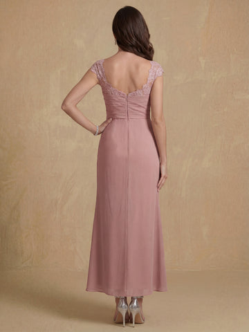 Sheath/Column Square Neck Sleeveless Mother of the Bride Dresses with Appliques