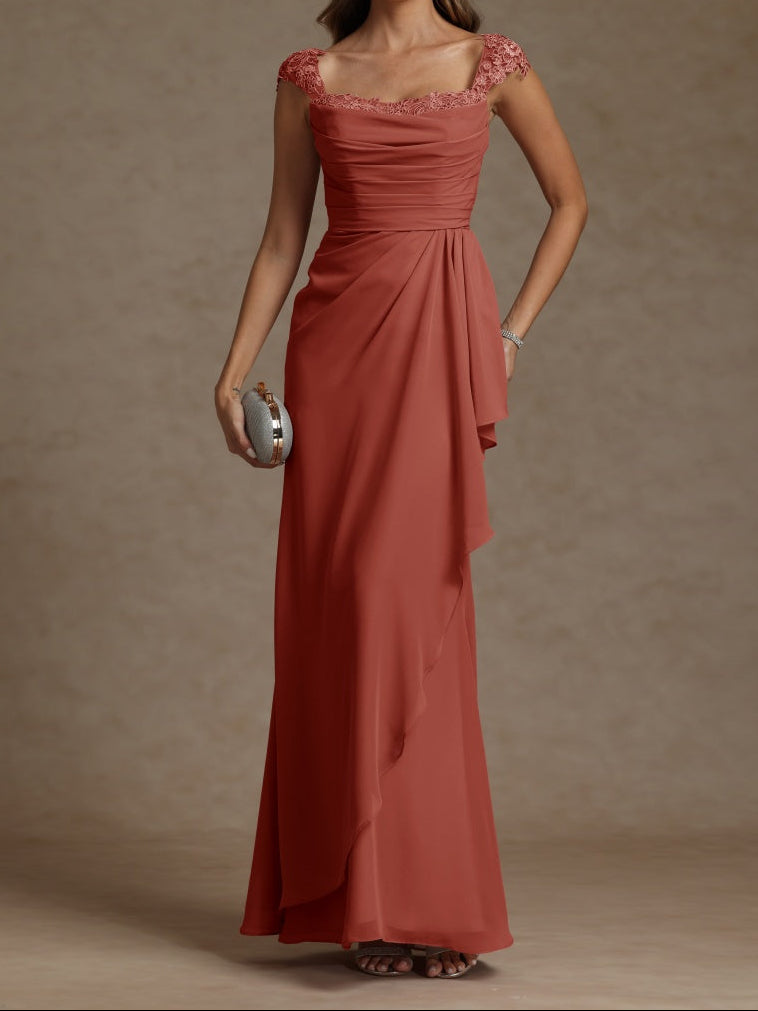 Sheath/Column Square Neck Sleeveless Mother of the Bride Dresses with Appliques