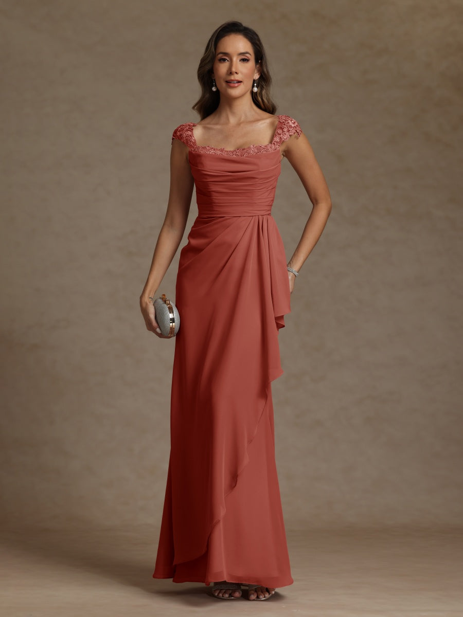Sheath/Column Square Neck Sleeveless Mother of the Bride Dresses with Appliques