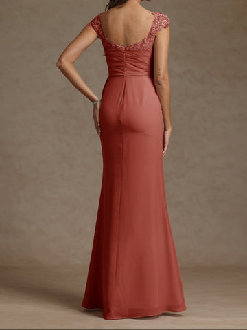 Sheath/Column Square Neck Sleeveless Mother of the Bride Dresses with Appliques