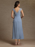 Sheath/Column V-Neck Sleeveless Ruched Mother of the Bride Dresses With Lace