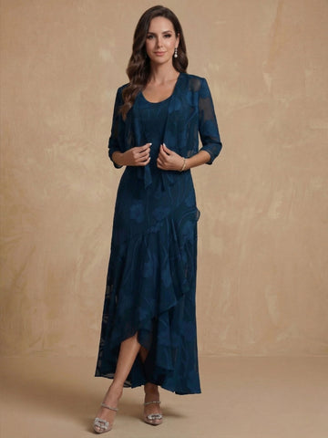 A-Line/Princess Scoop Sleeveless Mother of the Bride Dresses With Jacket & Lace