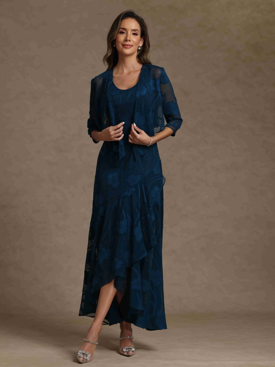 A-Line/Princess Scoop Sleeveless Mother of the Bride Dresses With Jacket & Lace