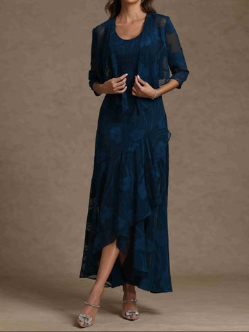 A-Line/Princess Scoop Sleeveless Mother of the Bride Dresses With Jacket & Lace