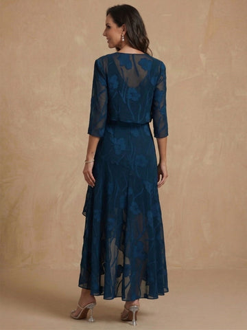 A-Line/Princess Scoop Sleeveless Mother of the Bride Dresses With Jacket & Lace