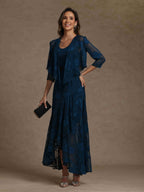 A-Line/Princess Scoop Sleeveless Mother of the Bride Dresses With Jacket & Lace