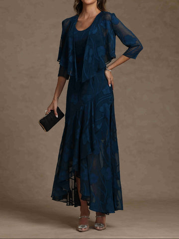 A-Line/Princess Scoop Sleeveless Mother of the Bride Dresses With Jacket & Lace