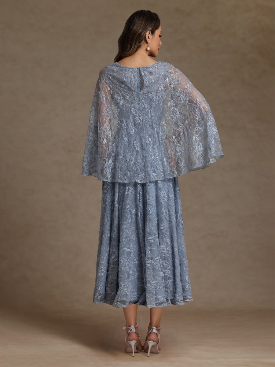 A-Line/Princess V-Neck Mother of the Bride Dresses With Lace & Cape