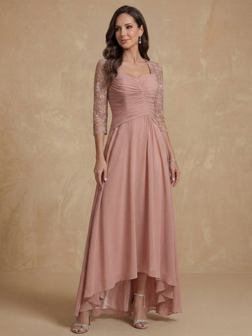 A-Line/Princess Sweetheart Half Sleeves Mother of the Bride Dresses With Lace