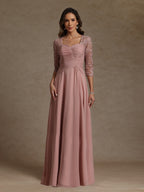 A-Line/Princess Sweetheart Half Sleeves Mother of the Bride Dresses With Lace