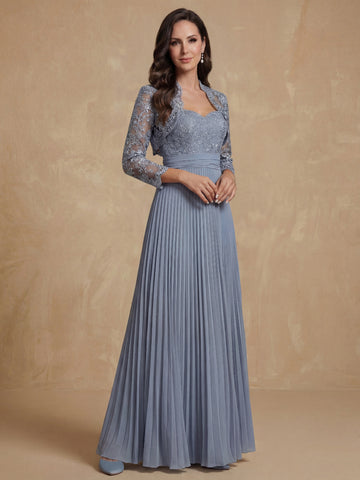 A-Line/Princess Sweetheart Long Sleeves Mother of the Bride Dresses With Applique