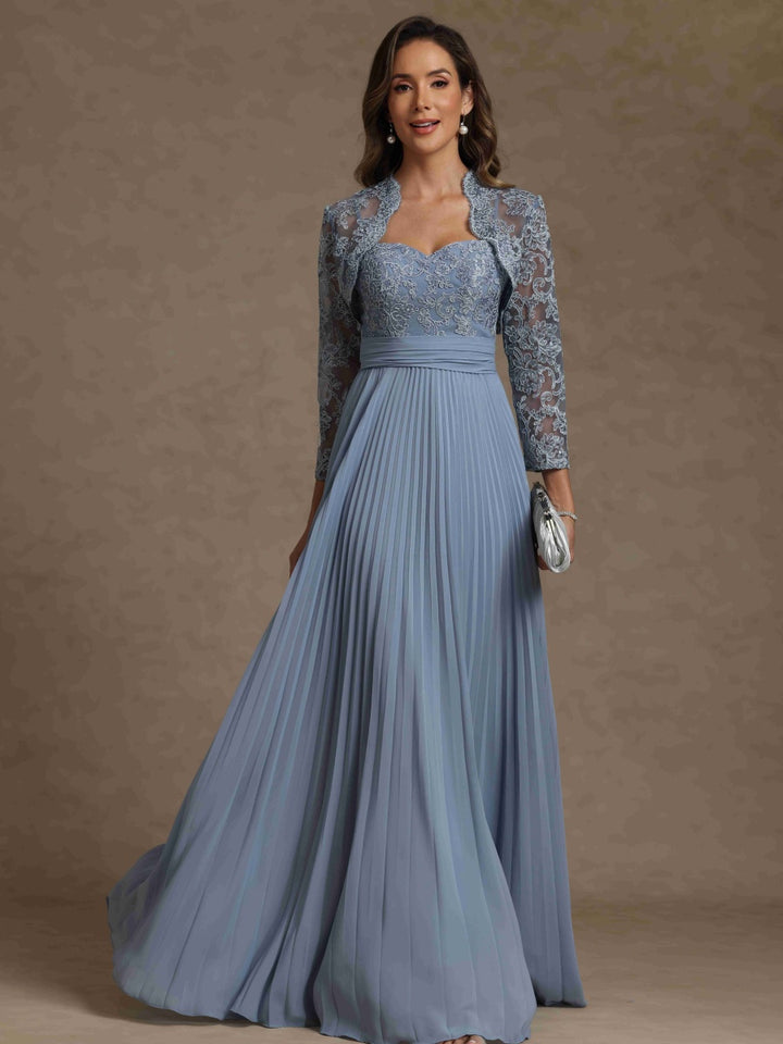 A-Line/Princess Sweetheart Long Sleeves Mother of the Bride Dresses With Applique