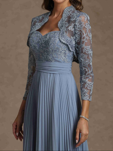 A-Line/Princess Sweetheart Long Sleeves Mother of the Bride Dresses With Applique