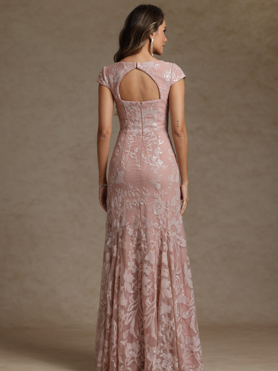 Sheath/Column Sweetheart Short Sleeves Mother of the Bride Dresses with Sequins