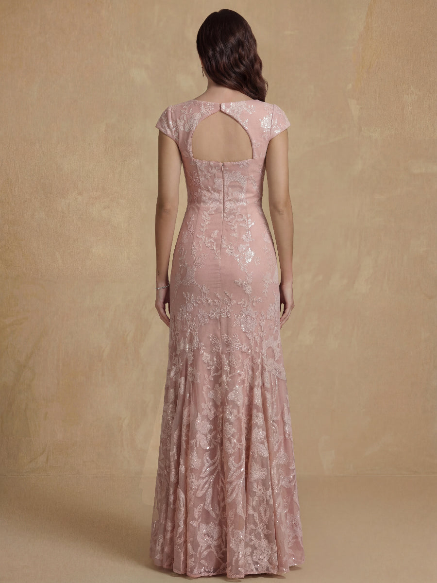 Sheath/Column Sweetheart Short Sleeves Mother of the Bride Dresses with Sequins