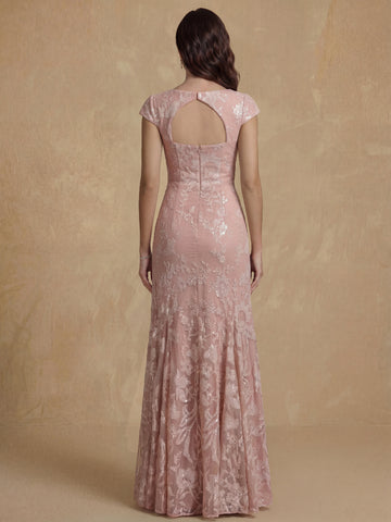Sheath/Column Sweetheart Short Sleeves Mother of the Bride Dresses with Sequins