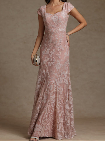 Sheath/Column Sweetheart Short Sleeves Mother of the Bride Dresses with Sequins