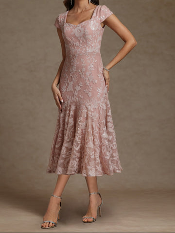 Sheath/Column Sweetheart Short Sleeves Mother of the Bride Dresses with Sequins