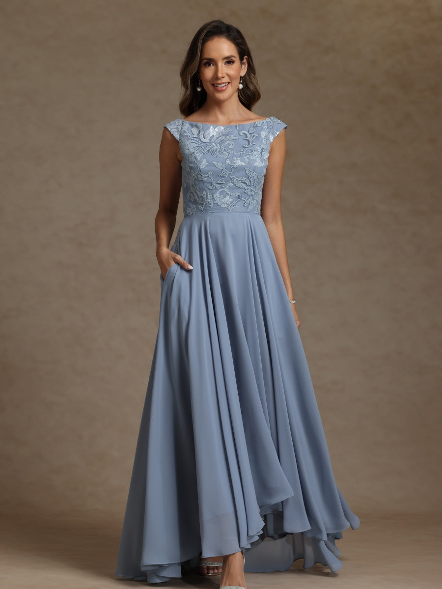 A-Line/Princess Crew Neck Sleeveless Mother of the Bride Dresses With Sequins