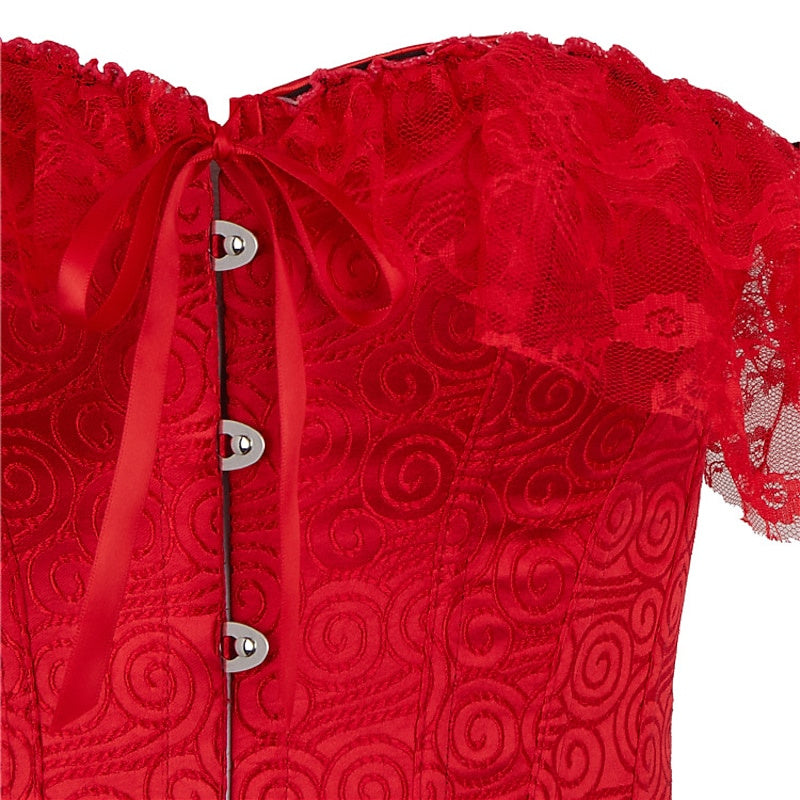 Women‘s Sexy Buckle Hook Push Up Lace Overbust Corsets for Wedding Party Birthday