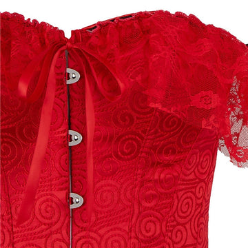 Women‘s Sexy Buckle Hook Push Up Lace Overbust Corsets for Wedding Party Birthday