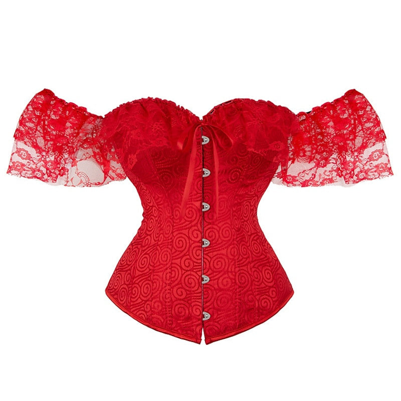 Women‘s Sexy Buckle Hook Push Up Lace Overbust Corsets for Wedding Party Birthday