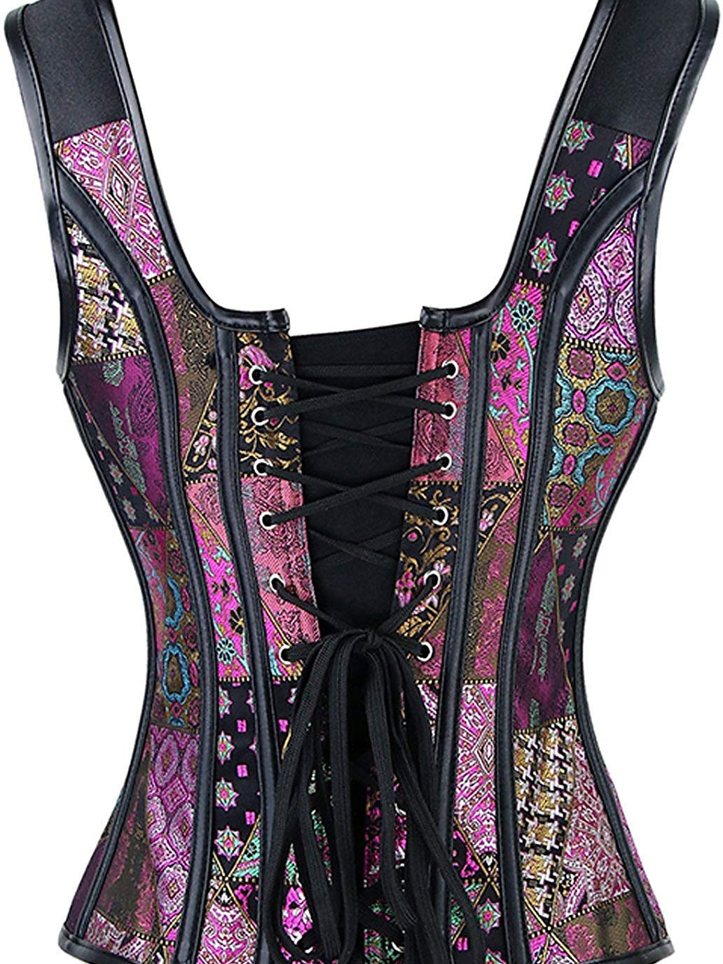 Women‘s Sexy Zipper Tummy Control Flower Push Up Overbust Corsets for Wedding Party Birthday