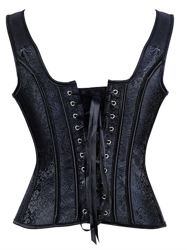 Women‘s Sexy Zipper Tummy Control Flower Push Up Overbust Corsets for Wedding Party Birthday