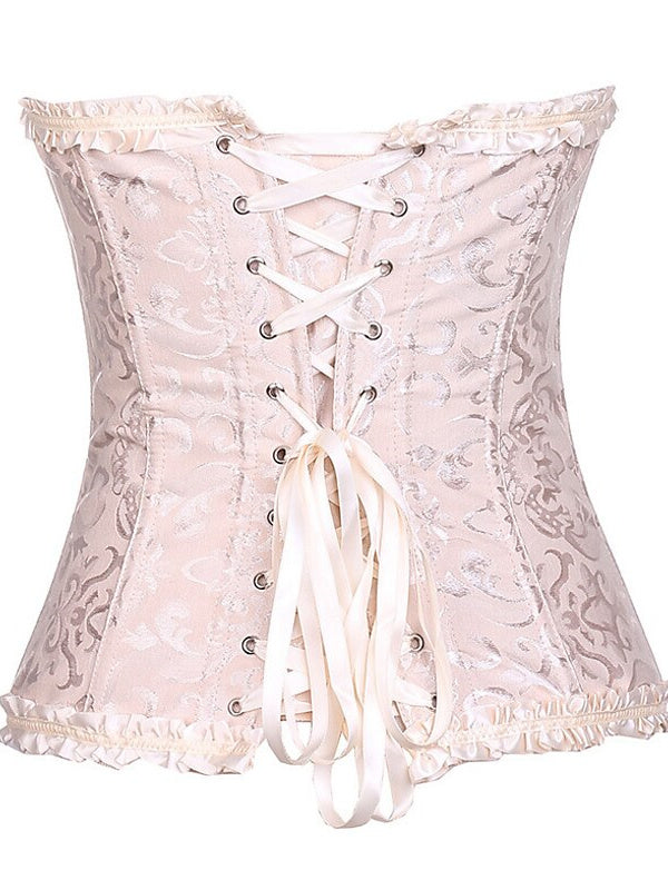 Women‘s Hook & Eye Tummy Control Push Up Jacquard Overbust Corsets for Wedding Party Birthday