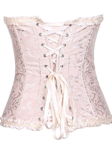 Women‘s Hook & Eye Tummy Control Push Up Jacquard Overbust Corsets for Wedding Party Birthday