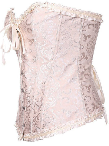 Women‘s Hook & Eye Tummy Control Push Up Jacquard Overbust Corsets for Wedding Party Birthday
