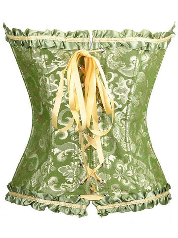 Women‘s Hook & Eye Tummy Control Push Up Jacquard Overbust Corsets for Wedding Party Birthday