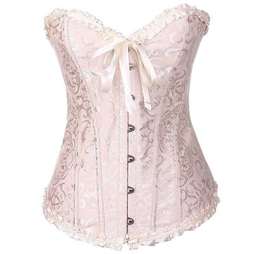 Women‘s Tummy Control Overbust  Jacquard Abstract Flower Hook & Eye Corsets for Wedding Party Birthday