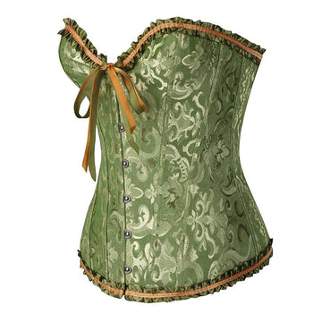 Women‘s Tummy Control Overbust  Jacquard Abstract Flower Hook & Eye Corsets for Wedding Party Birthday