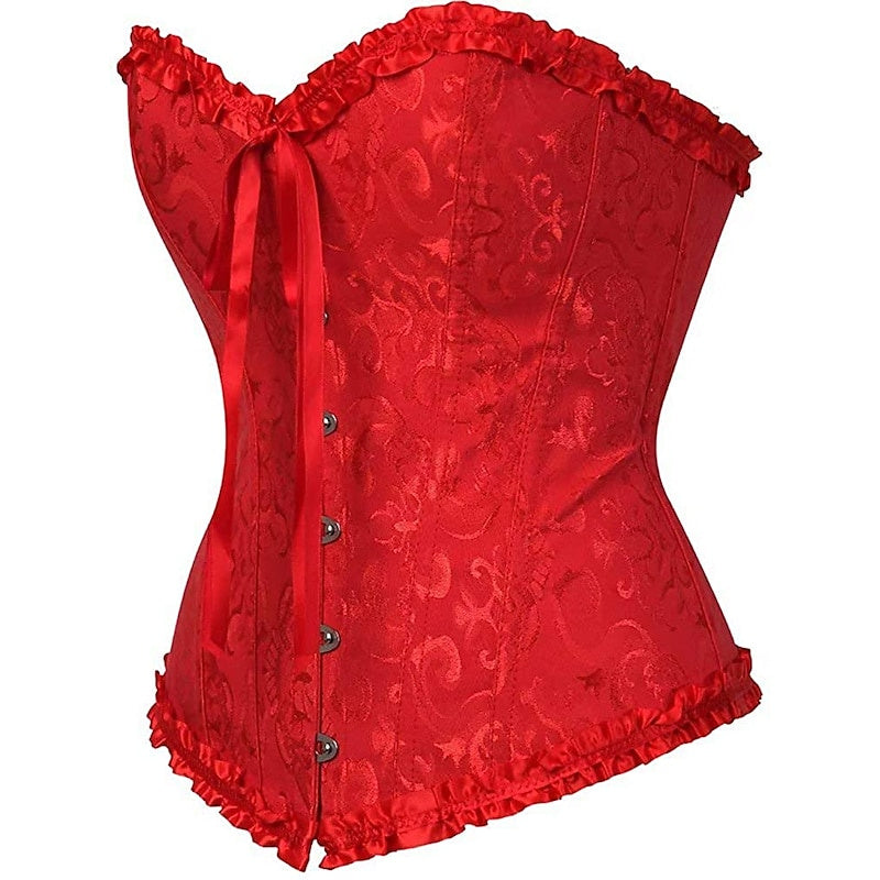 Women‘s Tummy Control Overbust  Jacquard Abstract Flower Hook & Eye Corsets for Wedding Party Birthday