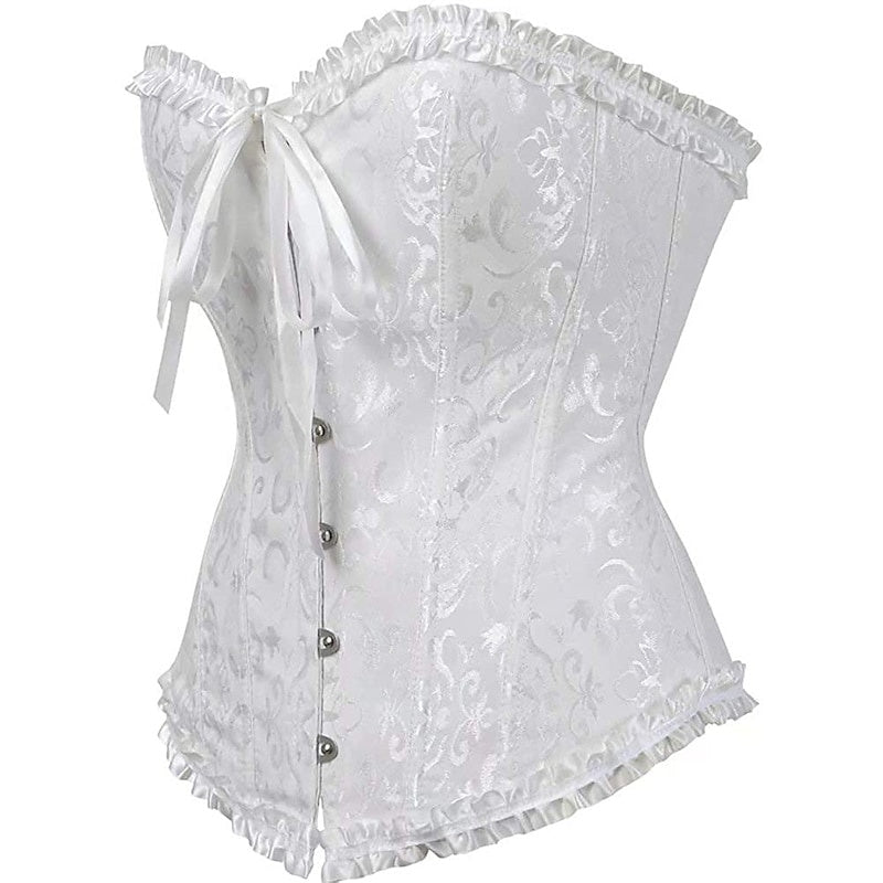 Women‘s Tummy Control Overbust  Jacquard Abstract Flower Hook & Eye Corsets for Wedding Party Birthday